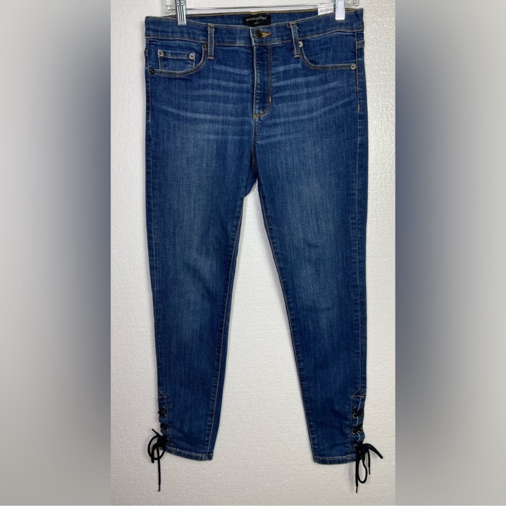 Banana Republic Lace-Up Ankle Skinny Jeans Dark Wash Size 27/4